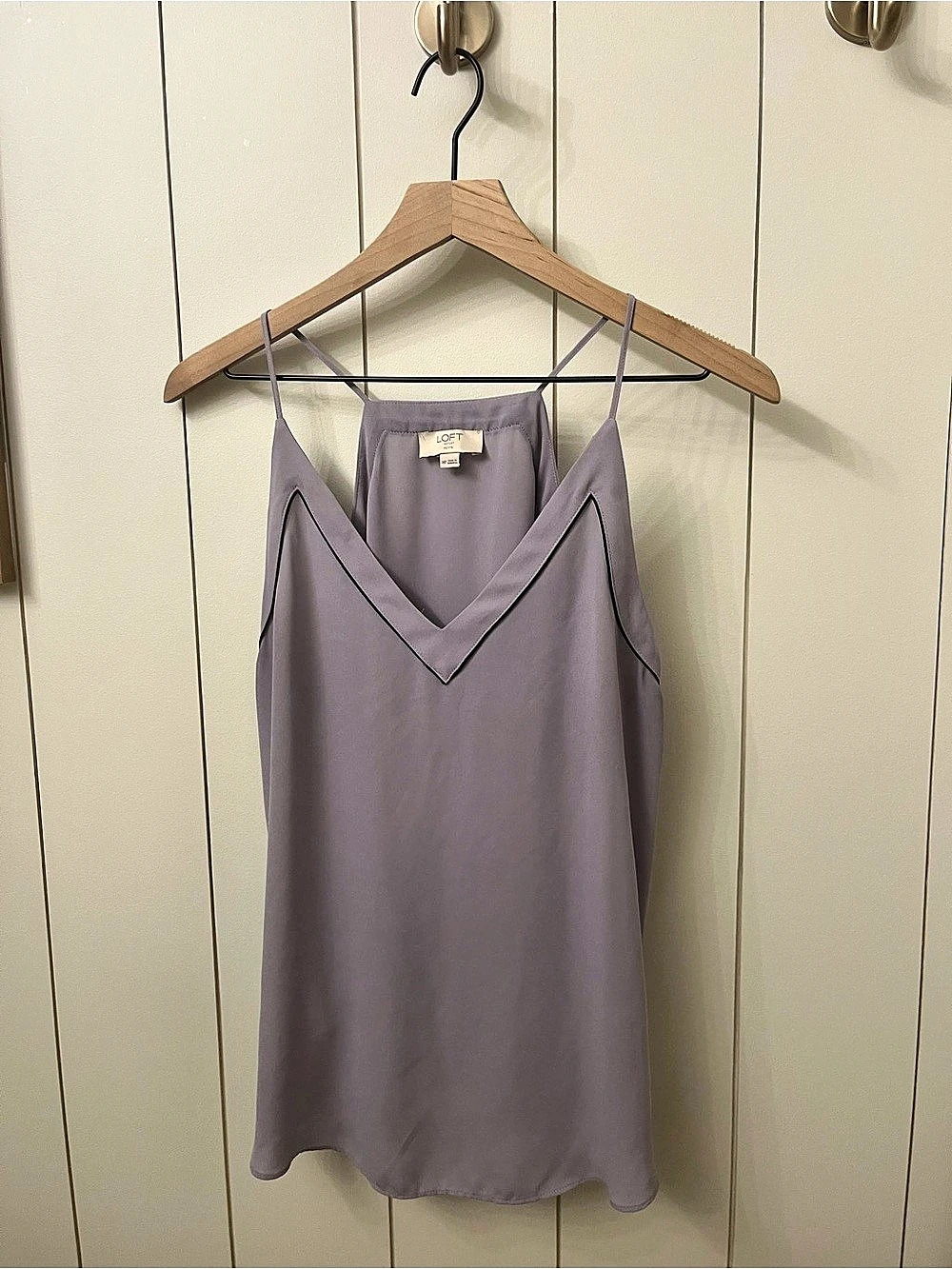 LOFT V-Neck tank top in Purple and Black petite medium.